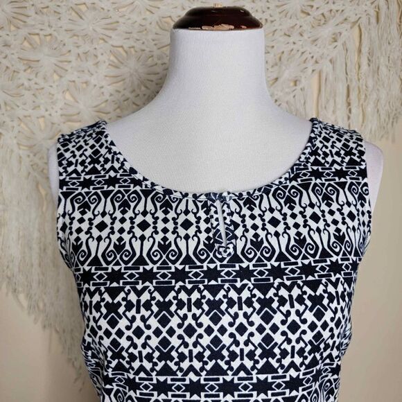 Talbots A Line Knit Geometric Sleeveless Dress Navy White Small - Picture 12 of 15